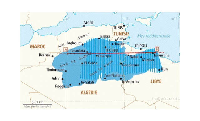 Map of fresh ground-water layers covering Algeria, Tunisia and Libya