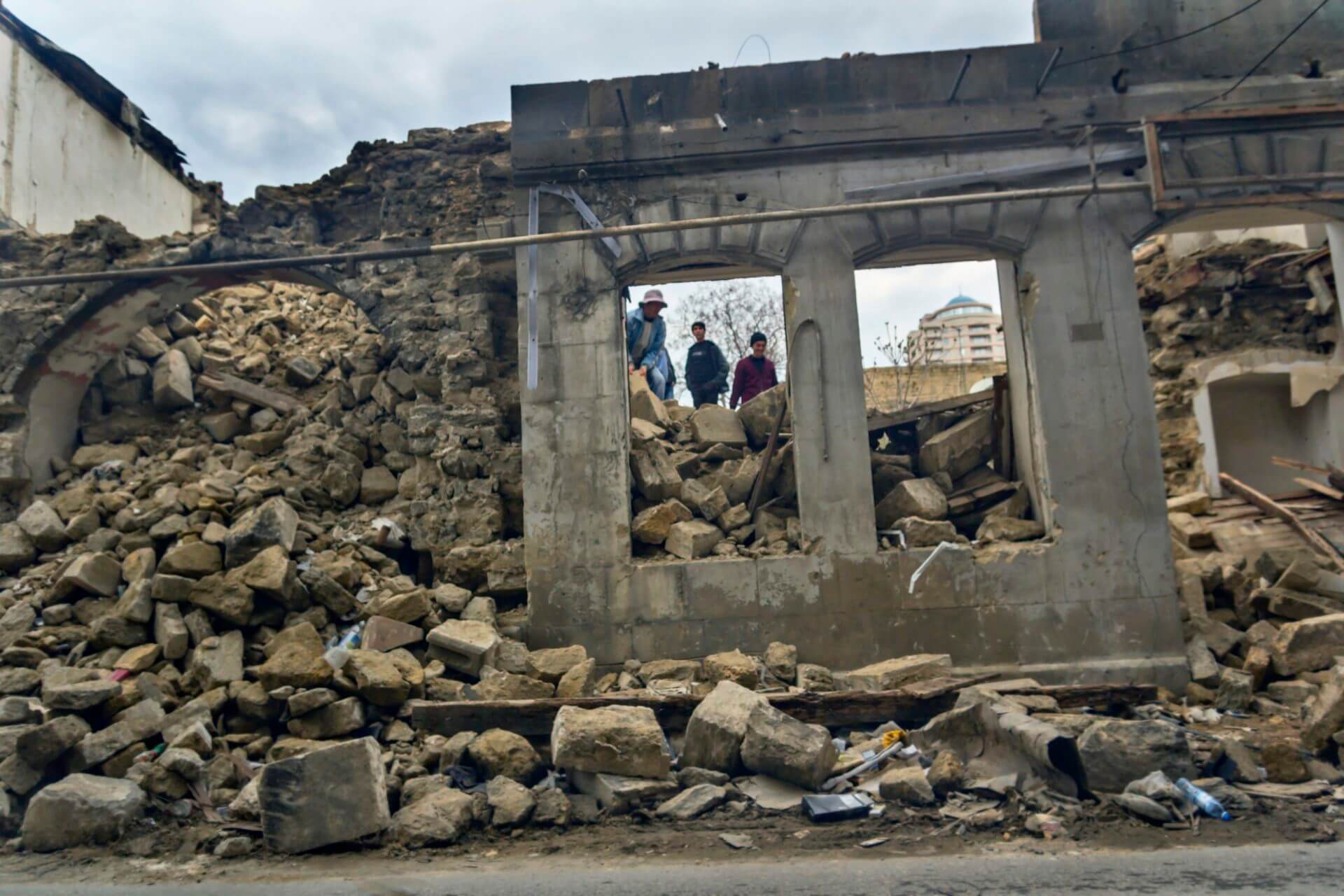 Construction debris on Baku's backstreets