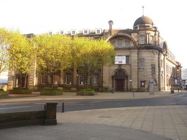The former Central Post Office, Sheffield on the side of Fitzallen Square