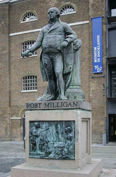 Statue of Robert Milligan by the former West India Dock
